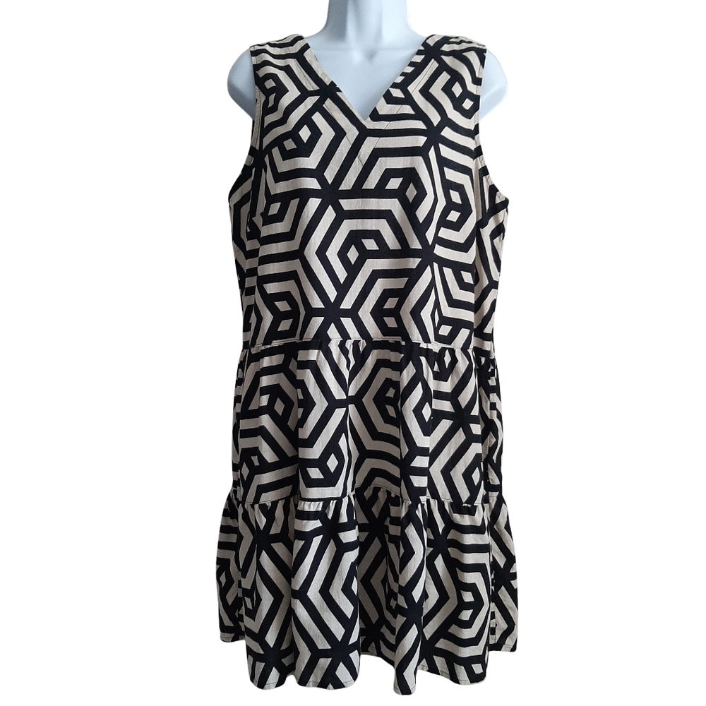 Esmara Linen Blend Black and Tan Dress Size 10